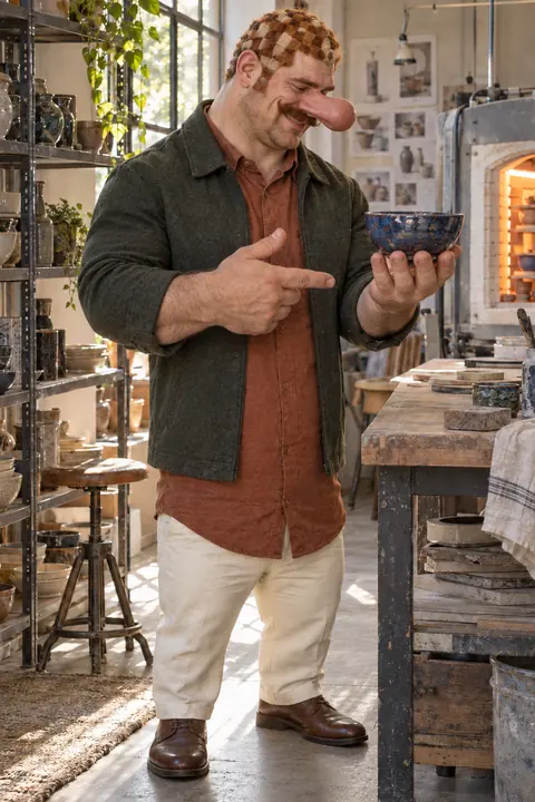 Portrait de Omar, céramiste, personnage de Tout pour la villa.